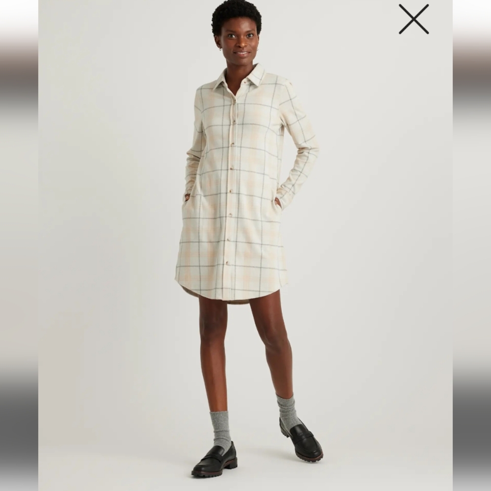 Quince Flannel Shirt Dress With Pockets